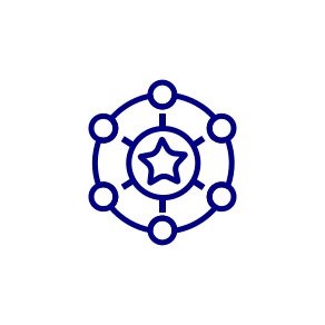 circle graphic with line drawing of an interconnected circle with nodes meant to signify that MagicBus connects your busienss with localized and regional promotion using SEO