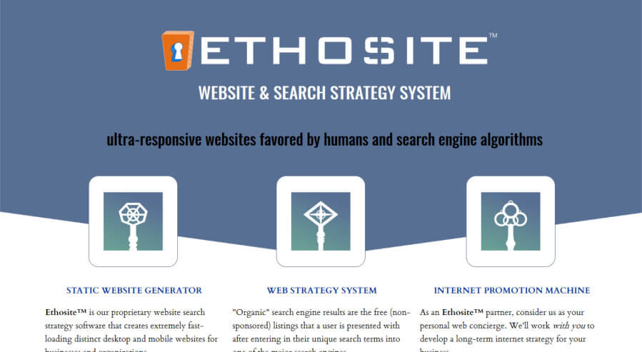 Ethosite Website Search Strategy System
